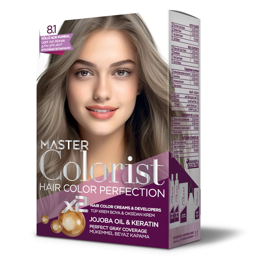 Фарба для волосся Master Colorist 8.1 Попілястий світло-русий, 2x50 мл+2x50 мл+10 мл